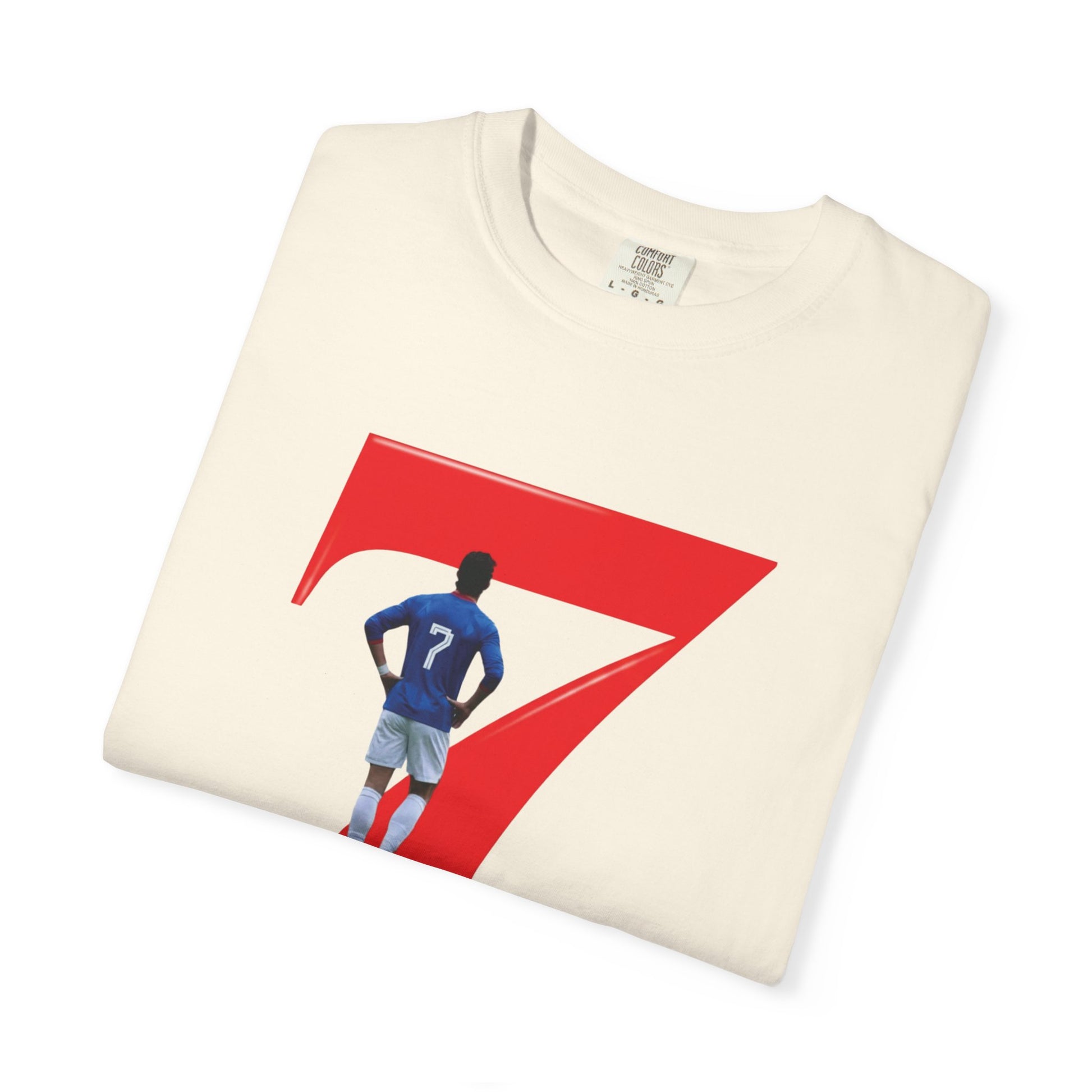 Heavyweight ring-spun cotton tee with retro football No.7 print