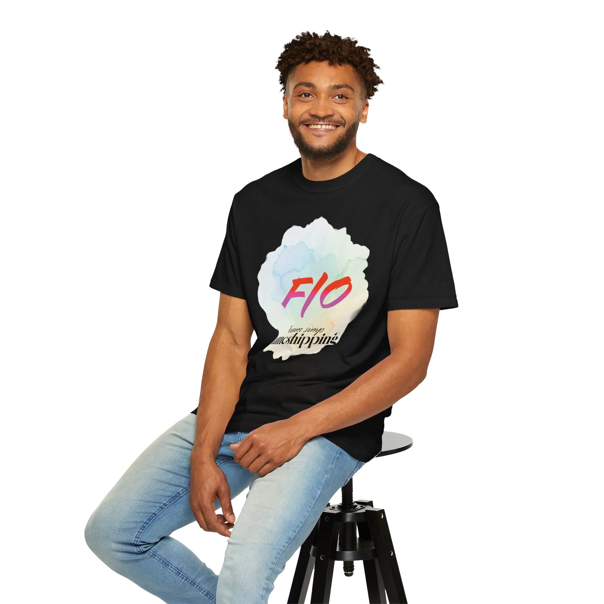 Heavyweight self-shipping tee in muted watercolor colorway for anime fans
