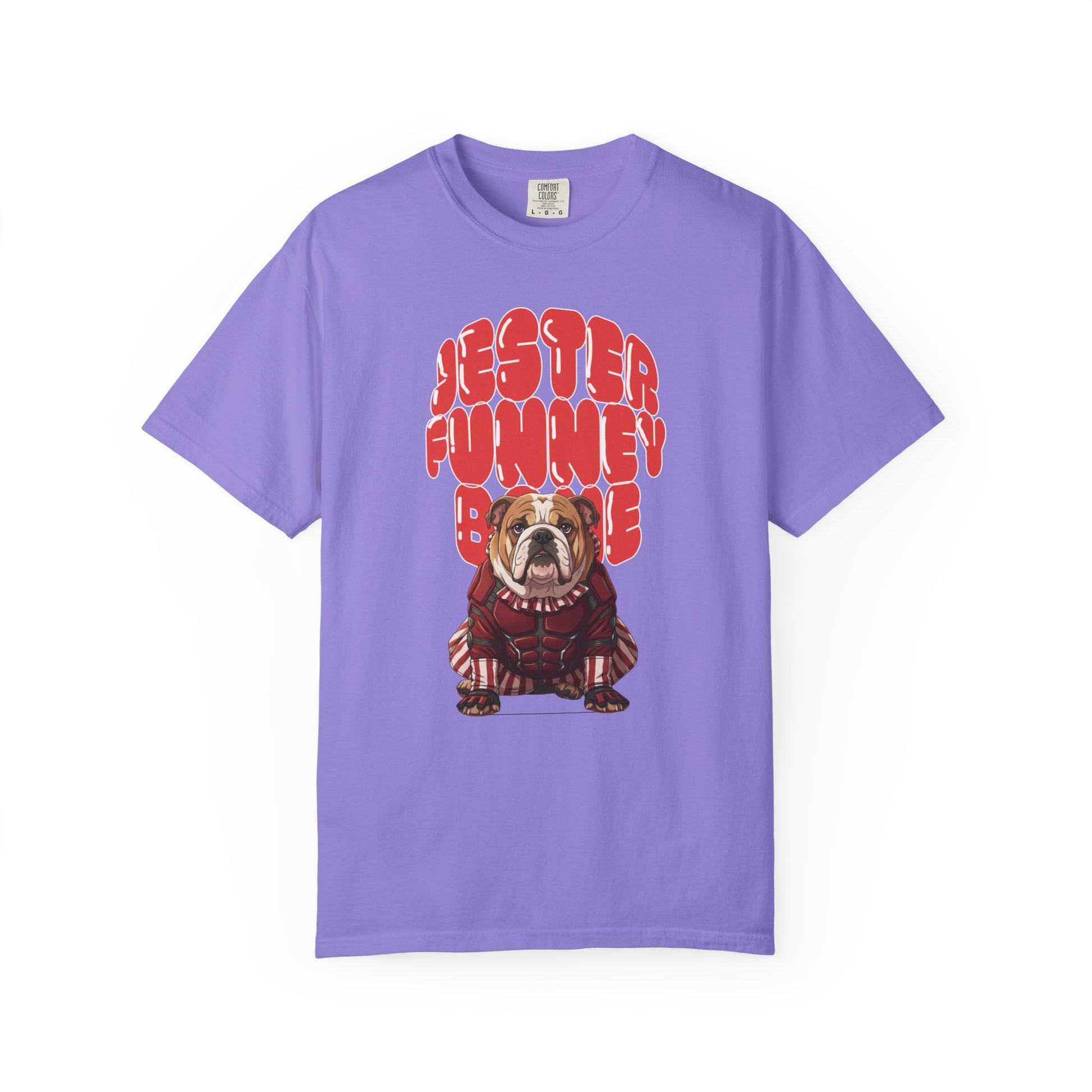 High-quality heavyweight garment-dyed dog themed graphic tee.