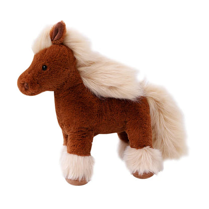 High-quality realistic pony plush standing elegantly on a clean, pure white background