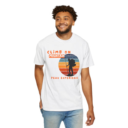 Hiker gift shirt in size small showing retro mountain print detail