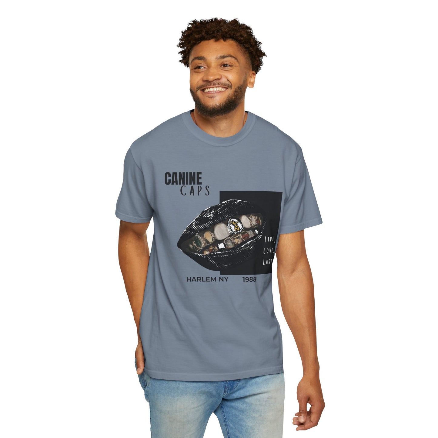 Hip-hop streetwear tee comfort colors ring-spun cotton label close-up