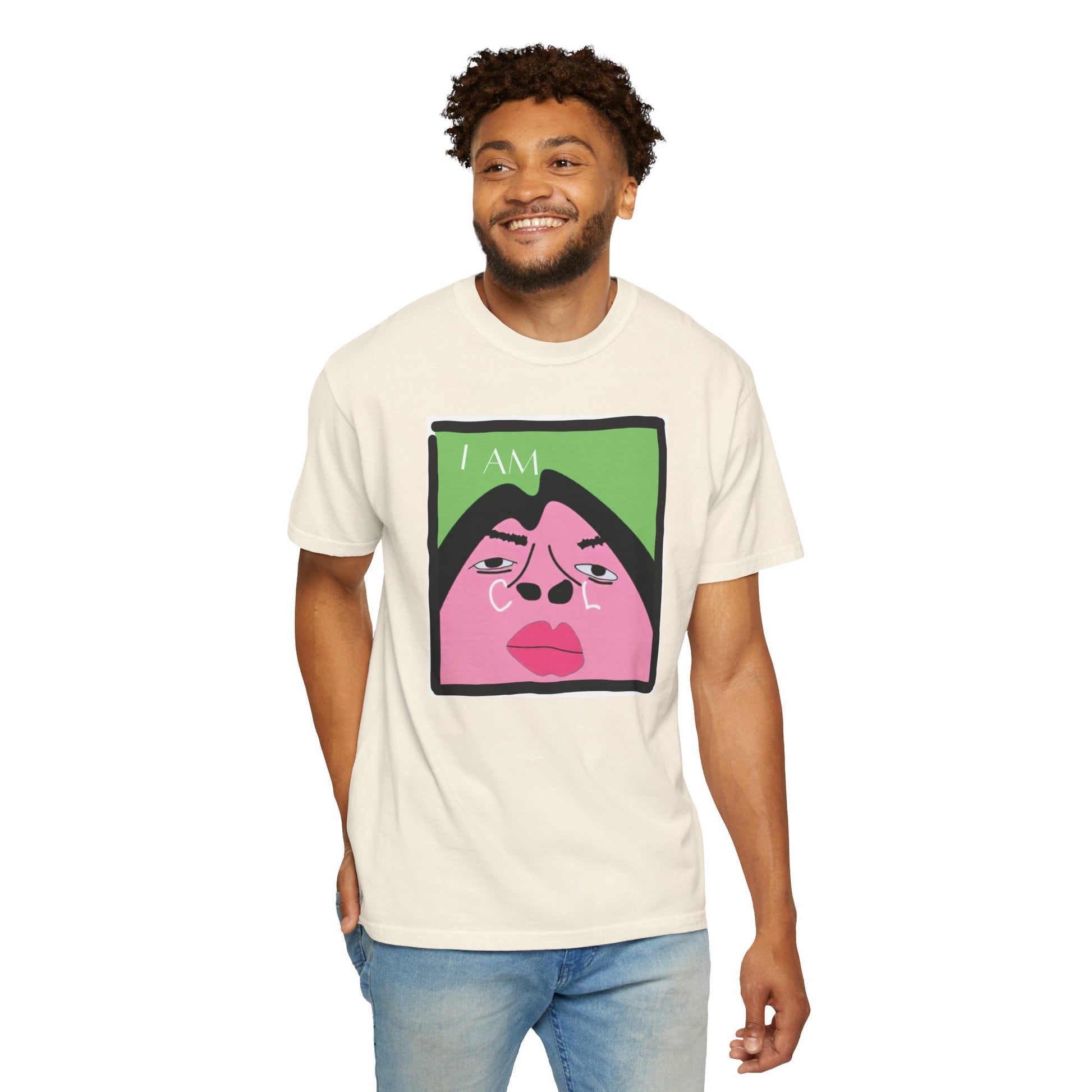 I Am Cool graphic tee size comparison S through 3XL flat lay