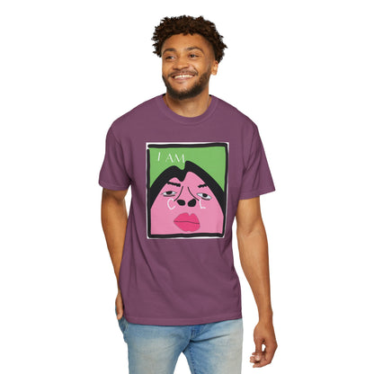 I Am Cool meme graphic T-shirt lifestyle flat lay showing print detail and relaxed fit