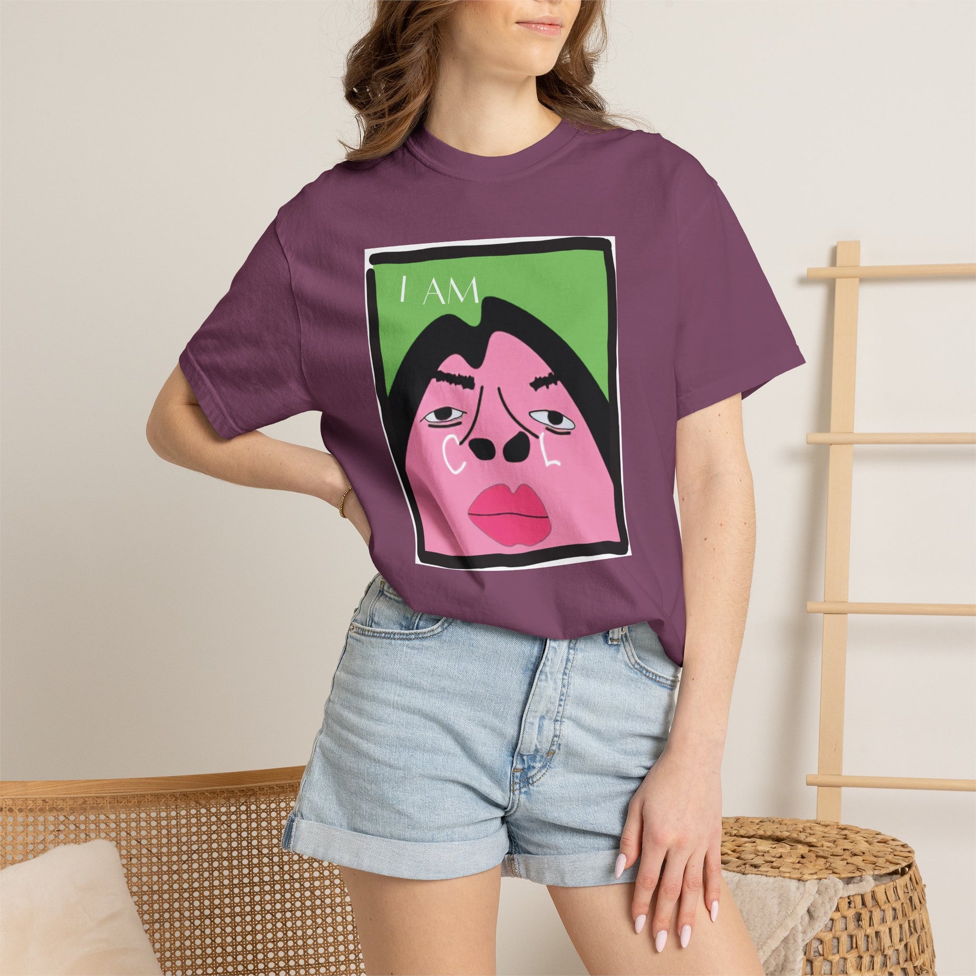 I Am Cool meme graphic T-shirt size guide measurement reference image
