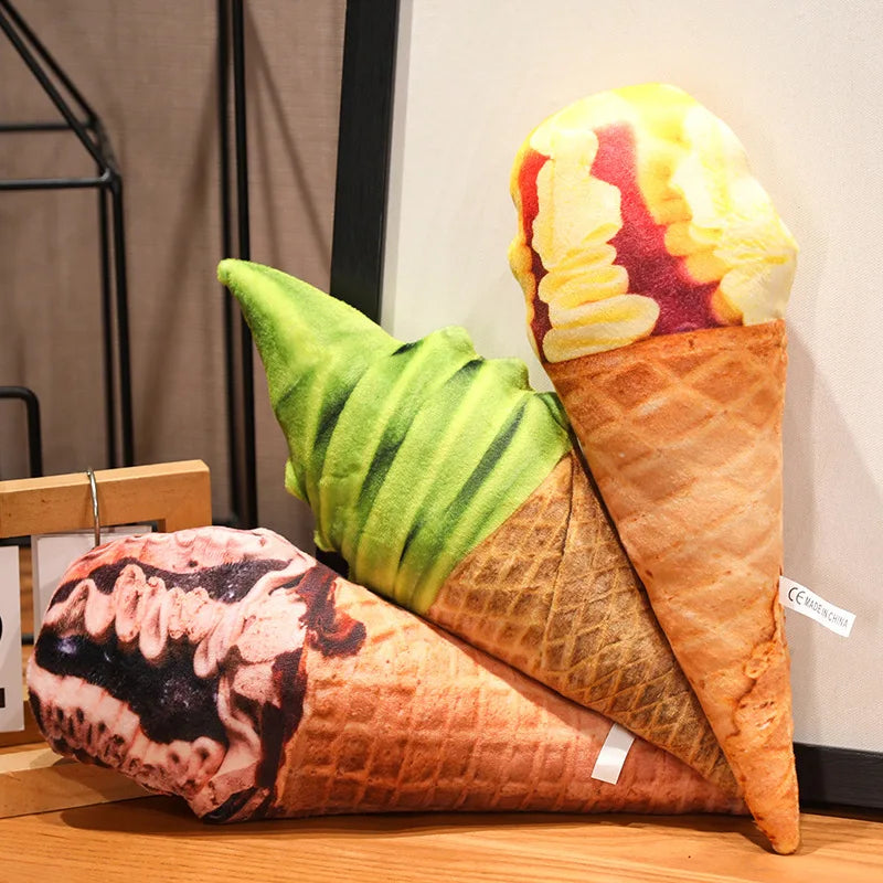 Ice cream cone soft toy showing detailed swirl topping texture