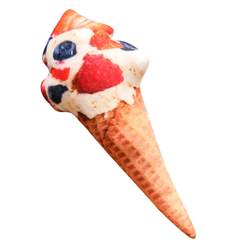 Ice cream stuffed animal in strawberry pink, front view