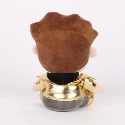 Infinite YouTuber plush toy sitting on desk display
