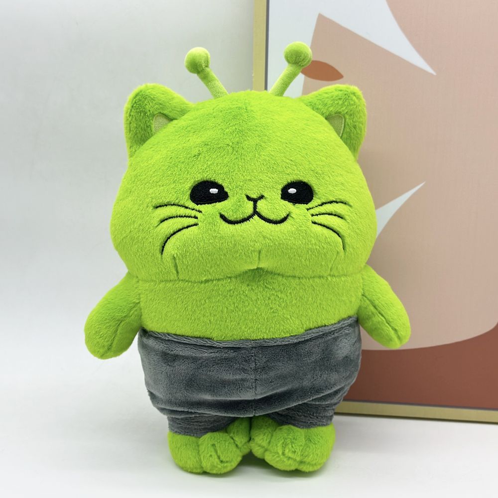Internet meme plush neon green alien cat stuffed animal