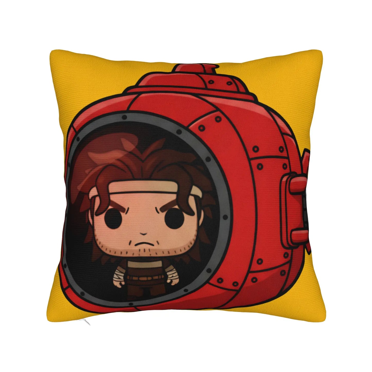 Iron Lung movie logo print on multicolor decorative pillow covers.