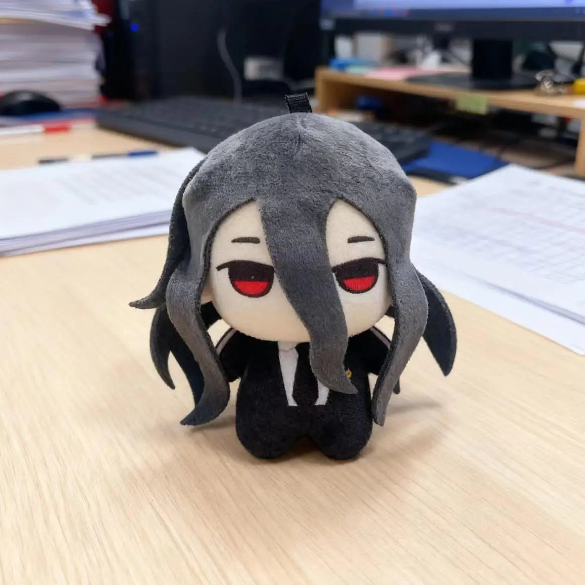 Izuru plush collectible fan-made, front view on white background
