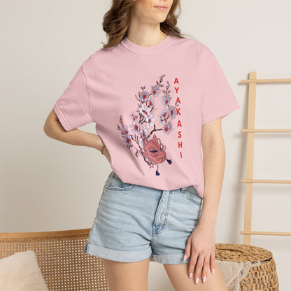 Japanese-inspired illustrated shirt with relaxed silhouette and yokai mask artwork