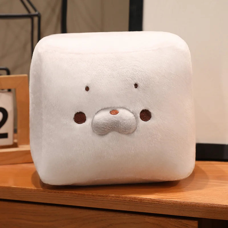 Japanese azarashi plush tofu seal cute room decor gift wrapping presentation