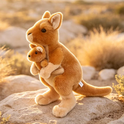 Kangaroo collectible plush alongside other wildlife stuffed animals