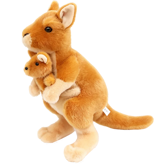 Kangaroo plush 23cm standing on white background full body view