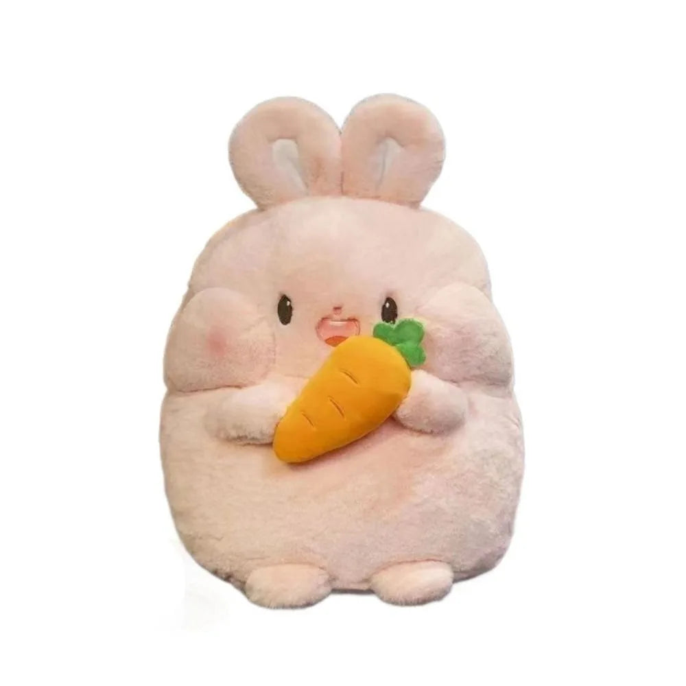 Kawaii animal plushies collection pug pig rabbit and chick displayed together