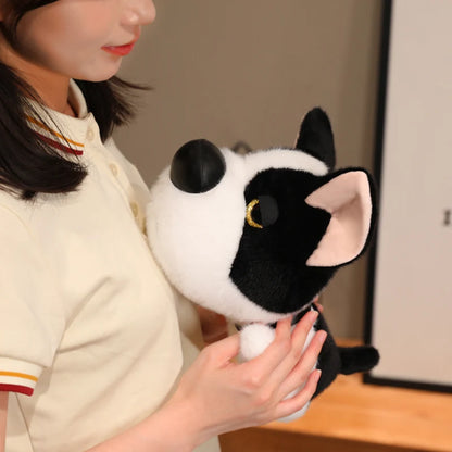 Kawaii dog plush 30cm displayed on white background with soft lighting