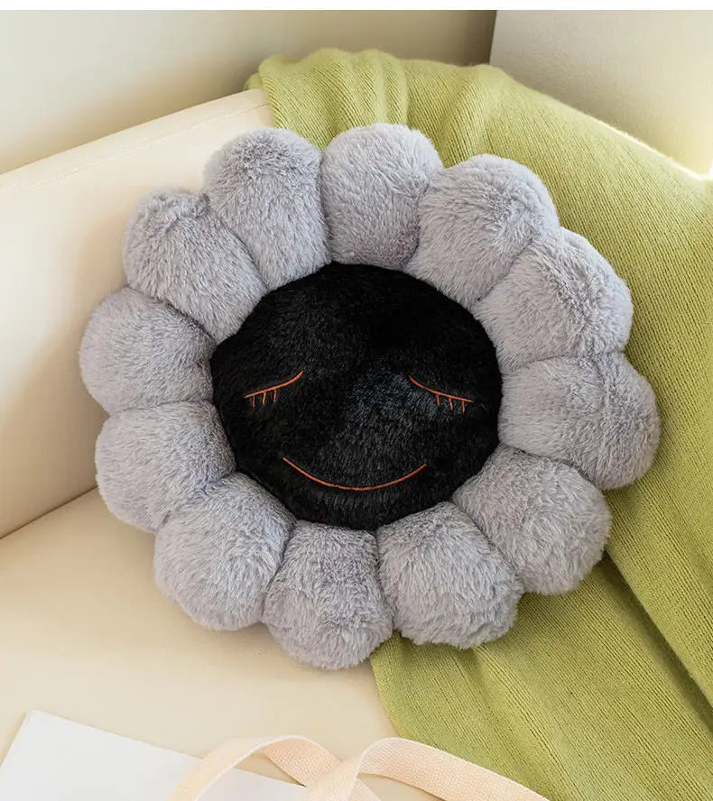 Kawaii flower cushion 40cm full product front view on neutral background