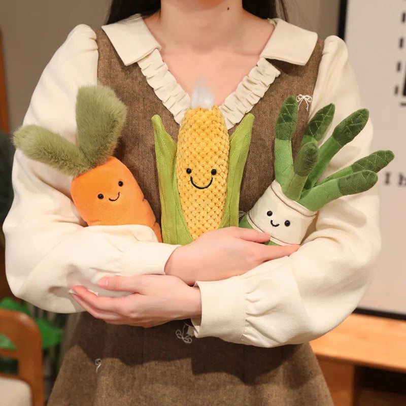 Kawaii food plushie corn stuffed toy close up detail