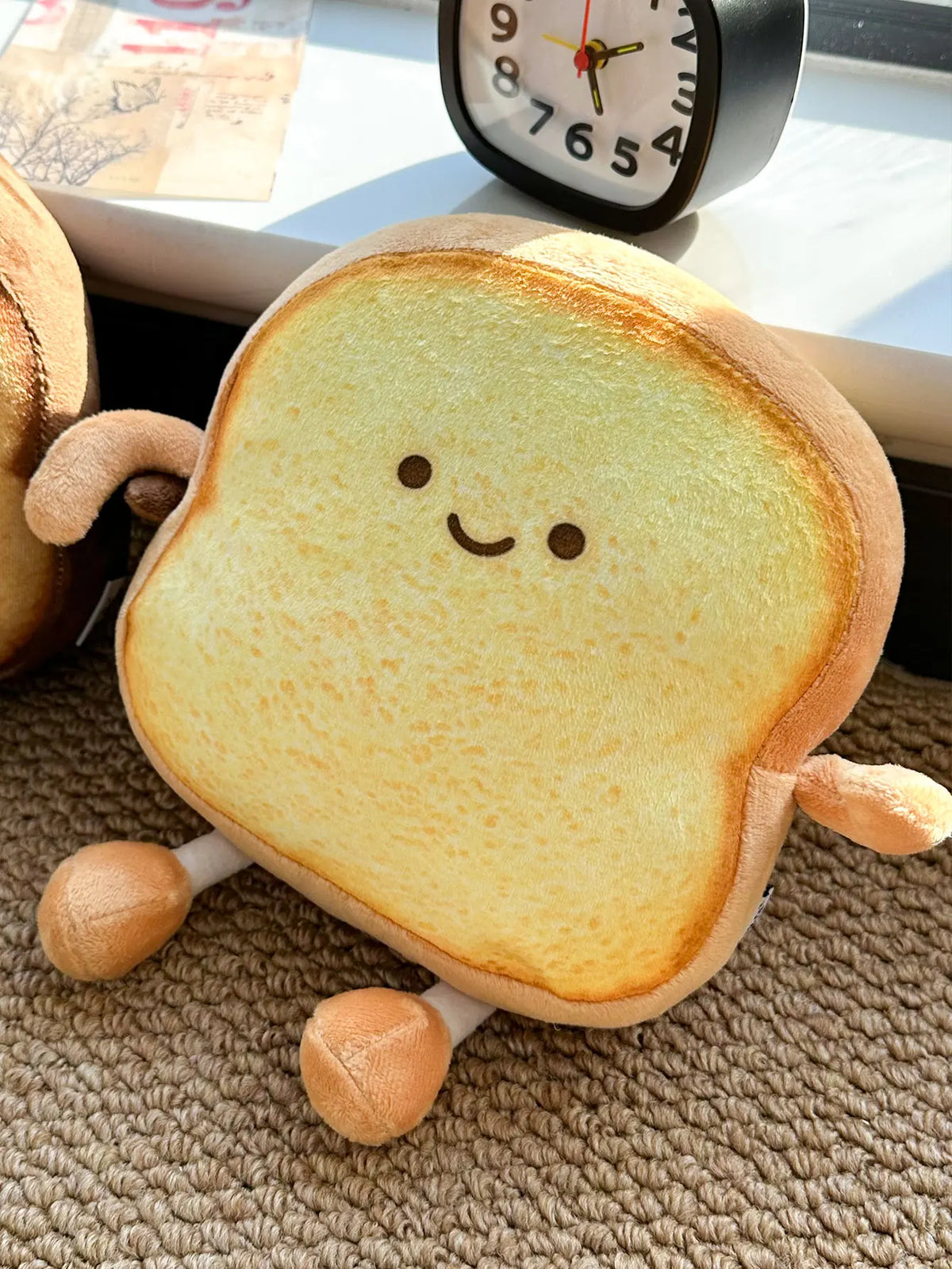 Kawaii food plushie held in both hands showing size reference