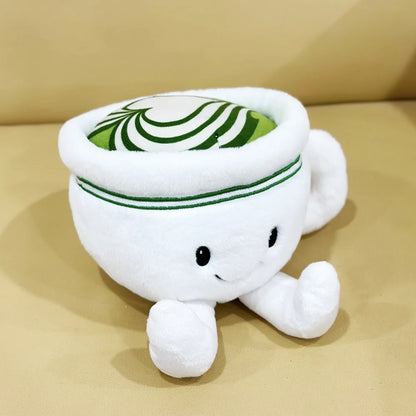Kawaii matcha plushie positive message embroidered cup design
