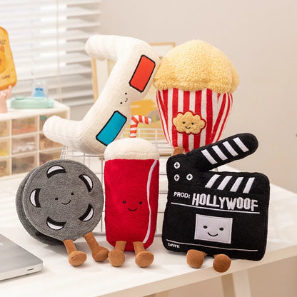 Kawaii movie plushies displayed together showing all five cinema themed characters