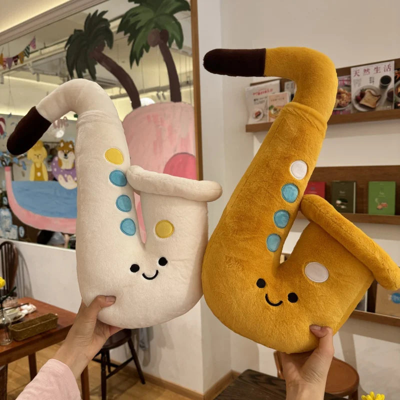Kawaii saxophone plushie PP cotton filling soft texture detail