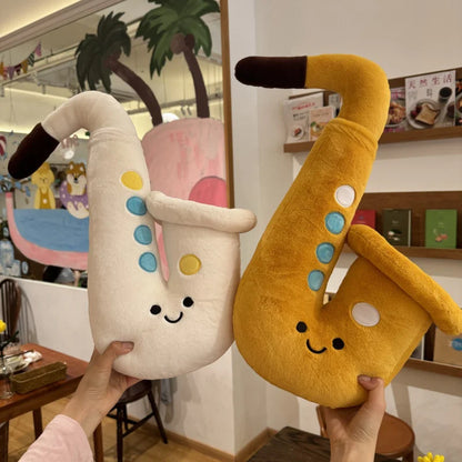Kawaii saxophone plushie PP cotton filling soft texture detail