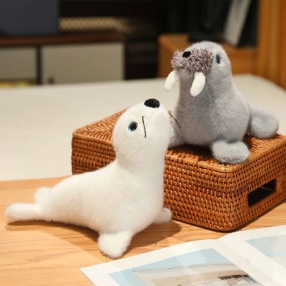 Kawaii sea crew plushie set seahorse walrus seal and dolphin pastel colors