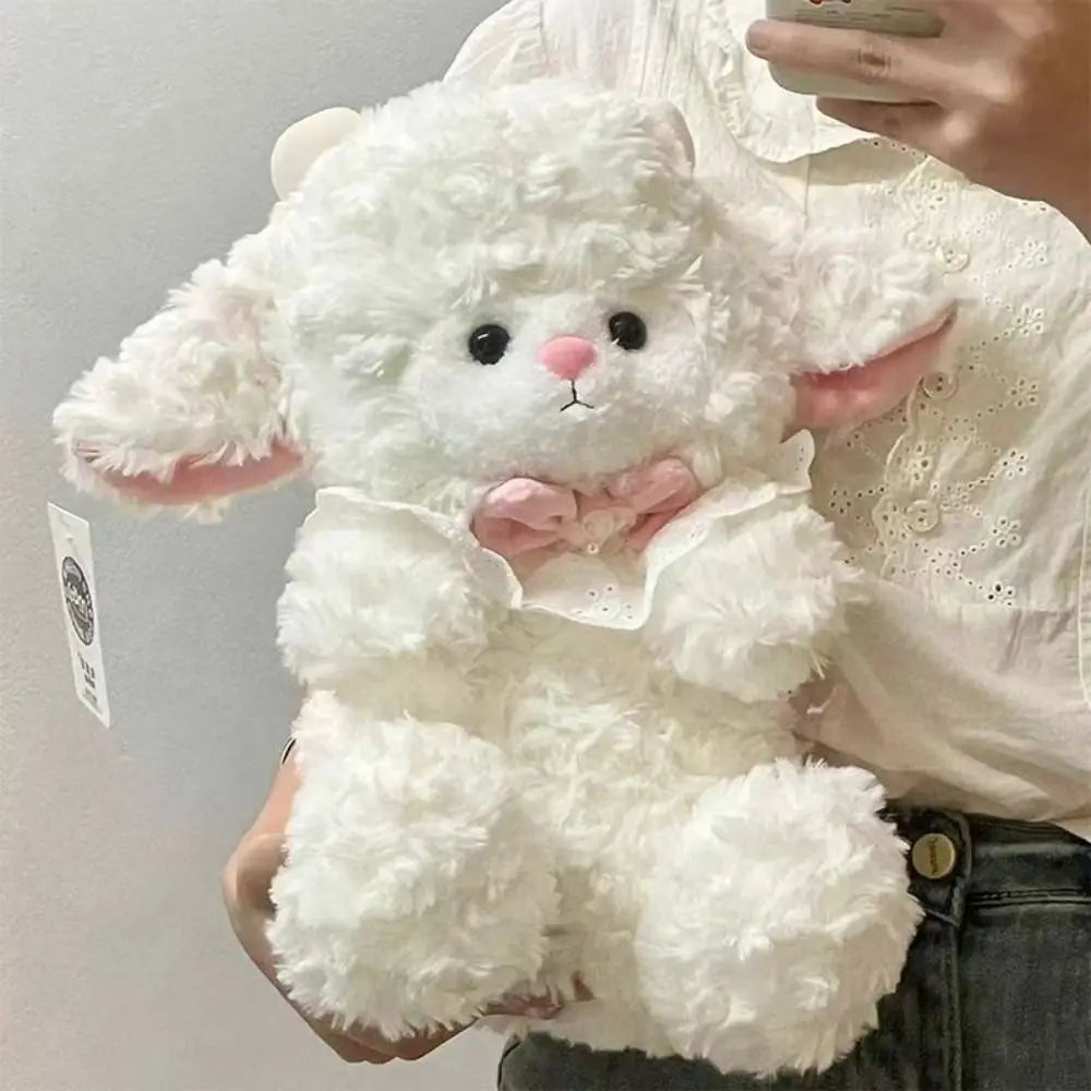 Kawaii stuffed animal sheep plush in bedroom cozy aesthetic setup