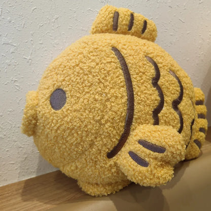 Kawaii taiyaki plush toy small 22cm size desk companion flat lay
