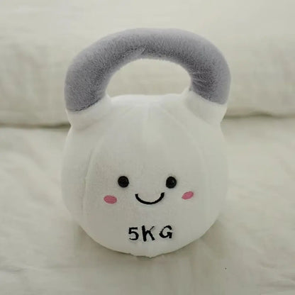 Kettlebell plush close-up stitching detail handmade kawaii collectible