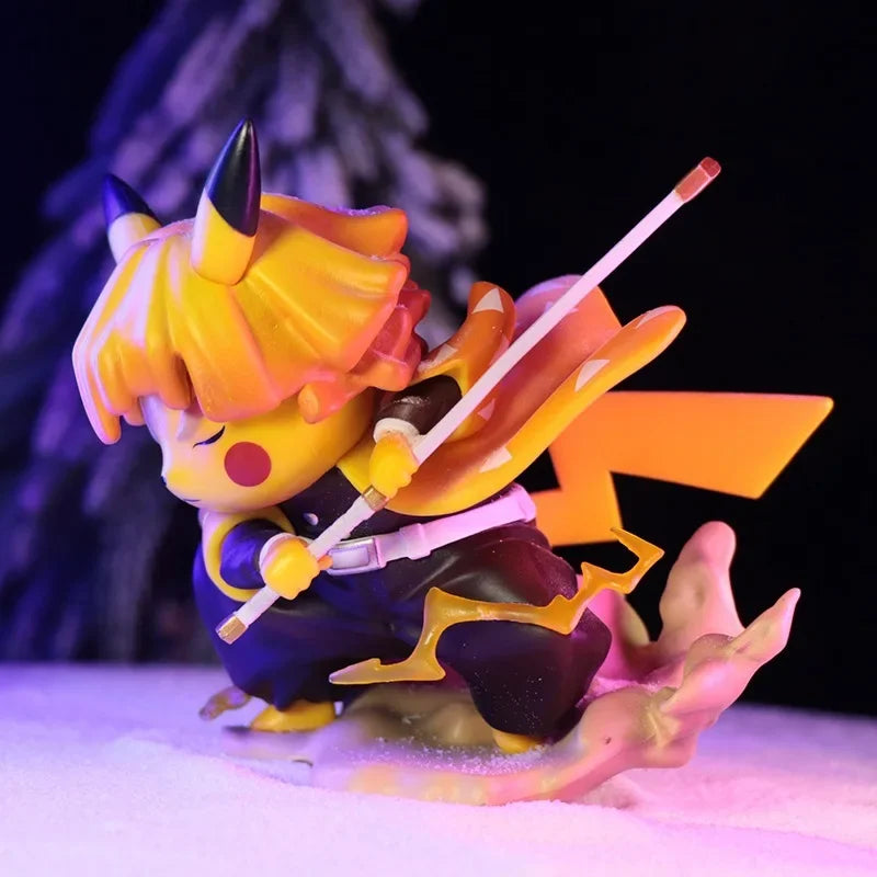 Kimetsu no Yaiba anime crossover figurine Zenitsu as electric mouse, collector piece
