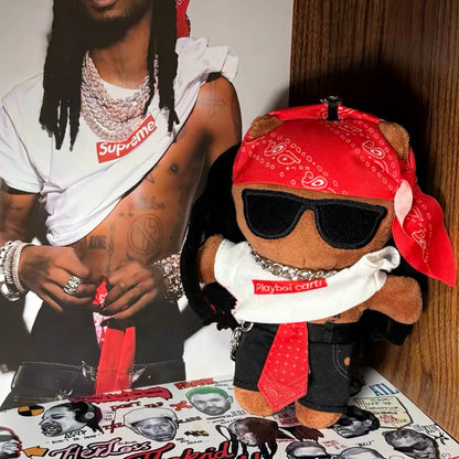 King Vamp Playboi Carti plush keychain with metal ring
