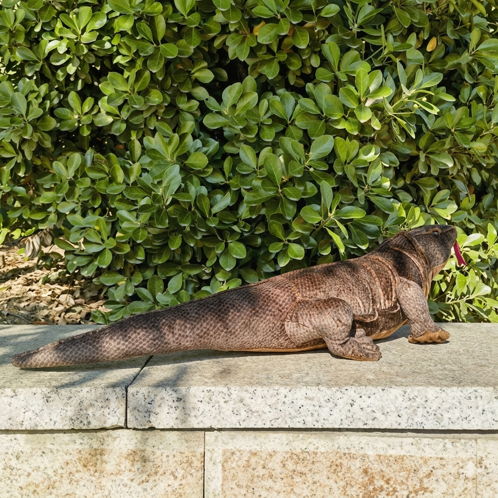 Komodo dragon simulation toy standing pose close up