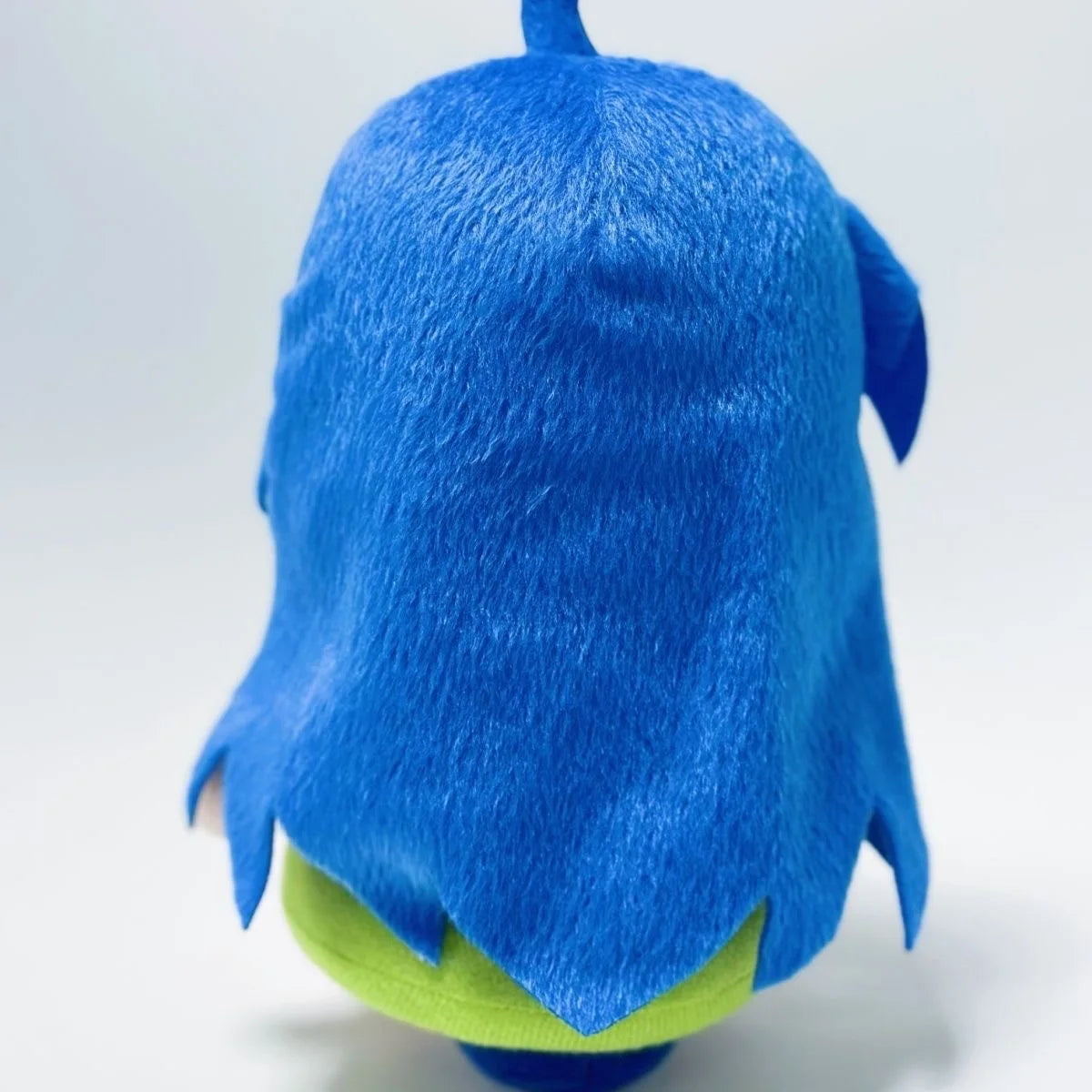 Konata Izumi fumo plush closeup face detail, blue hair and embroidered features