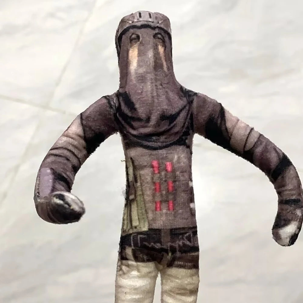 Konig plush soft toy hooded giant operator character close-up
