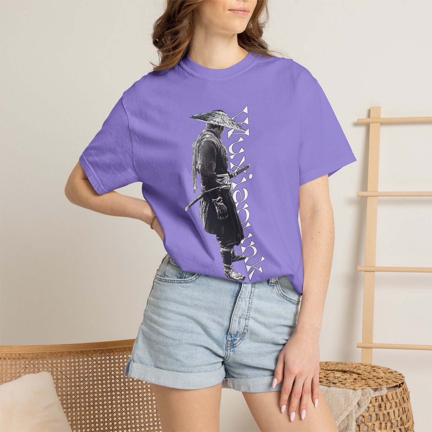Kungfupunk straw hat drifter graphic heavyweight garment dyed tee dark martial arts