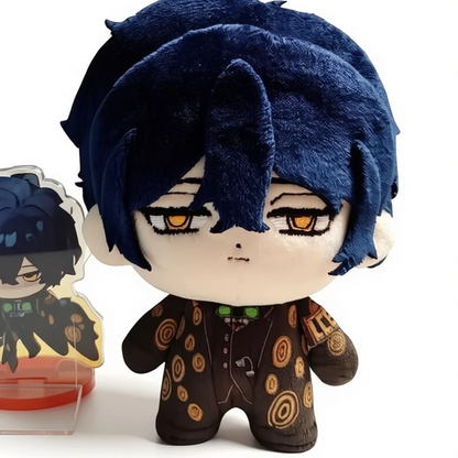 LCE plush Hohenheim with round glasses and blue hair
