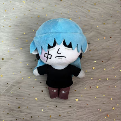 Larry Johnson blue hair plush Sally Face Sanity's Fall shirt chibi soft minky 20cm collectible figure
