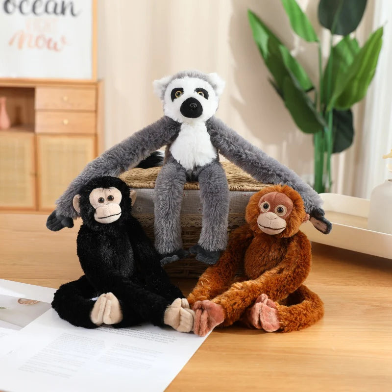 Lemur stuffed animal with striped tail, hanging handmade plushie 50cm