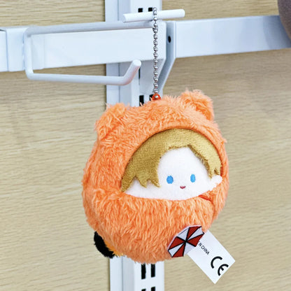 Leon S. Kennedy chibi plush keychain with Umbrella Corporation insignia
