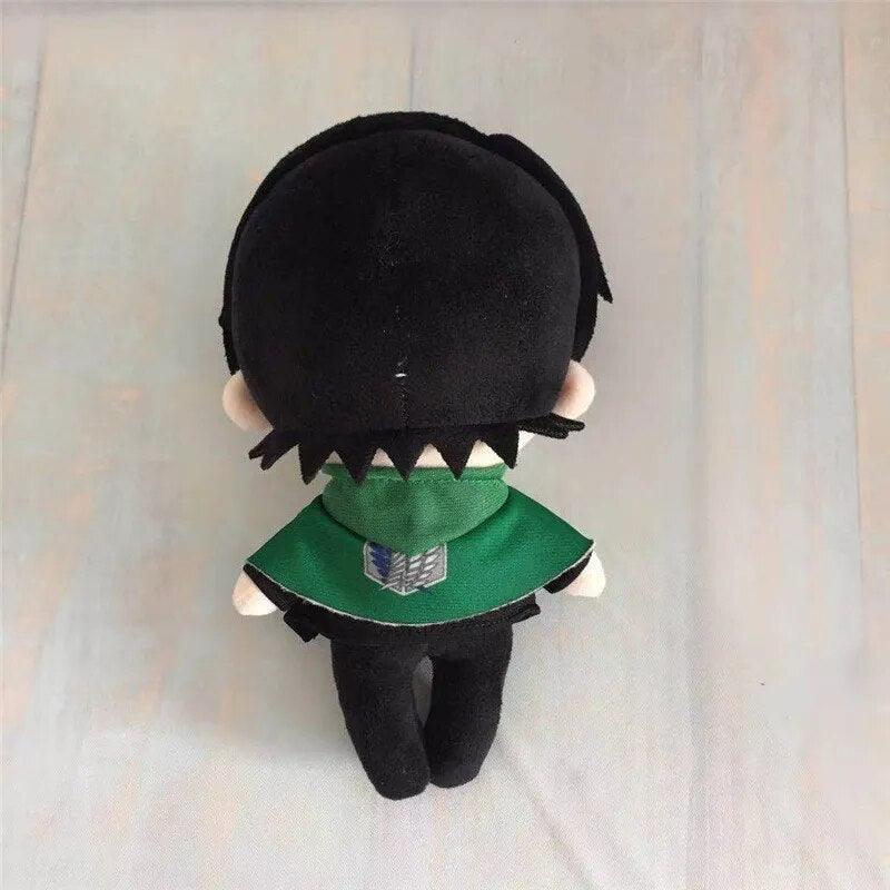 Levi plush without gear close-up showing facial embroidery and hair detail
