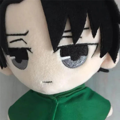 Levi plush without gear close-up showing facial embroidery and hair detail
