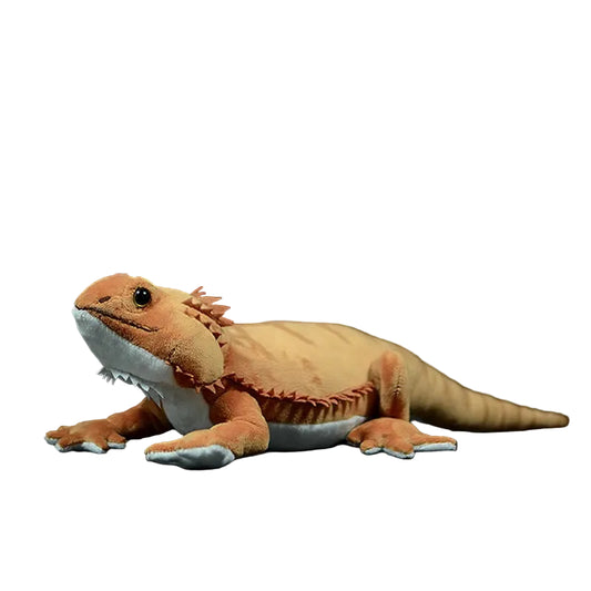 Lifelike bearded dragon plush toy 42cm front view with realistic scale texture