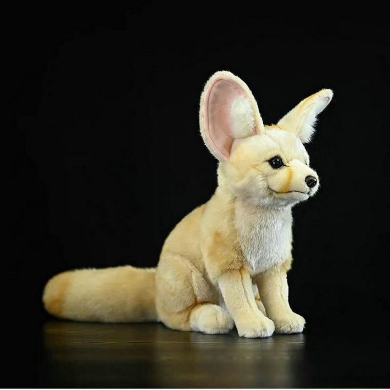 Lifelike fennec fox stuffed animal desert fox toy close up