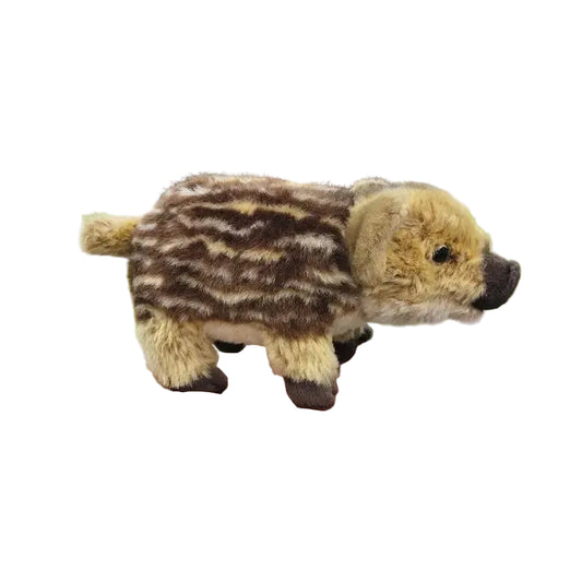 Lifelike striped wild boar baby piglet plush toy 11cm realistic forest animal front view