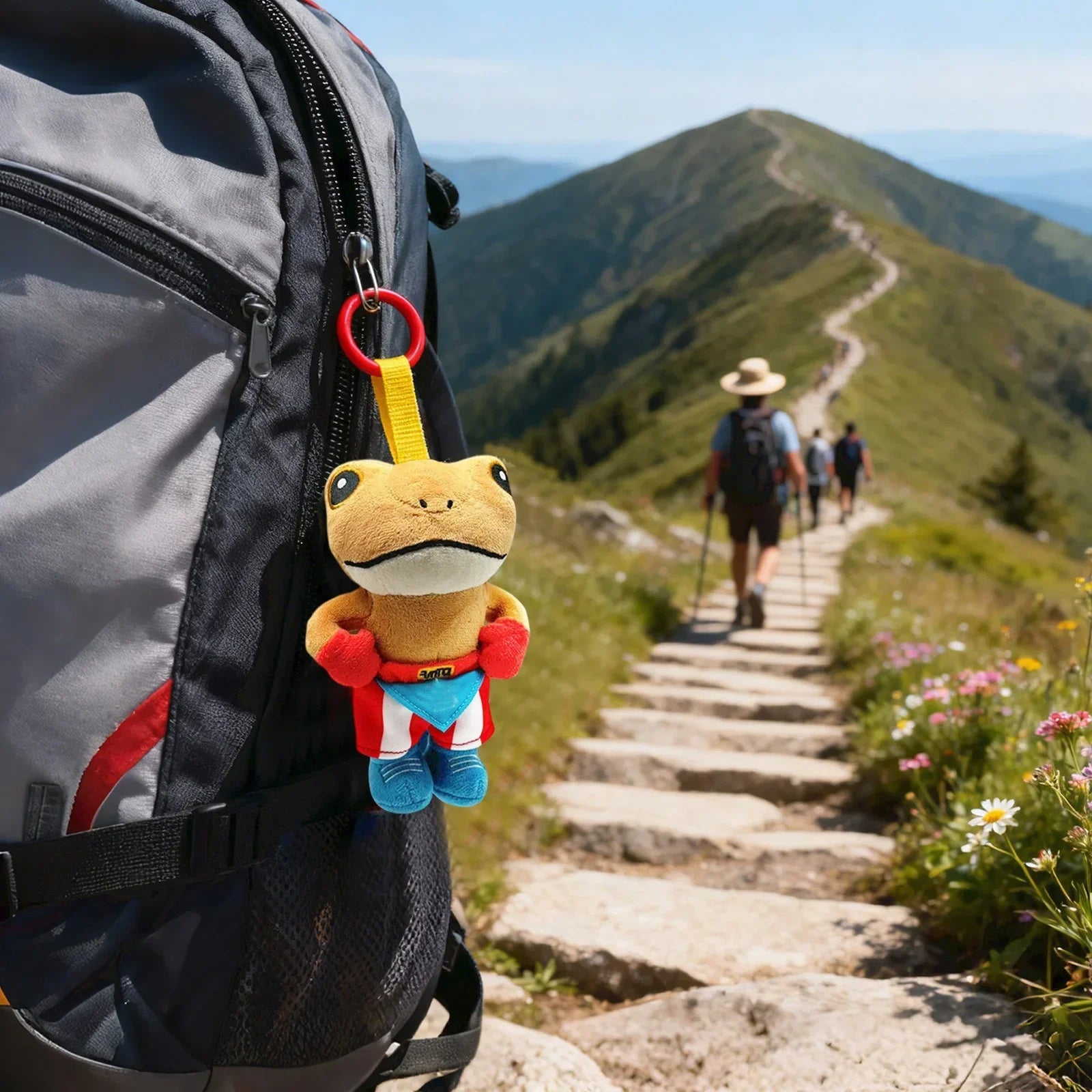 Limited edition el sapo concho plush keychain close-up.