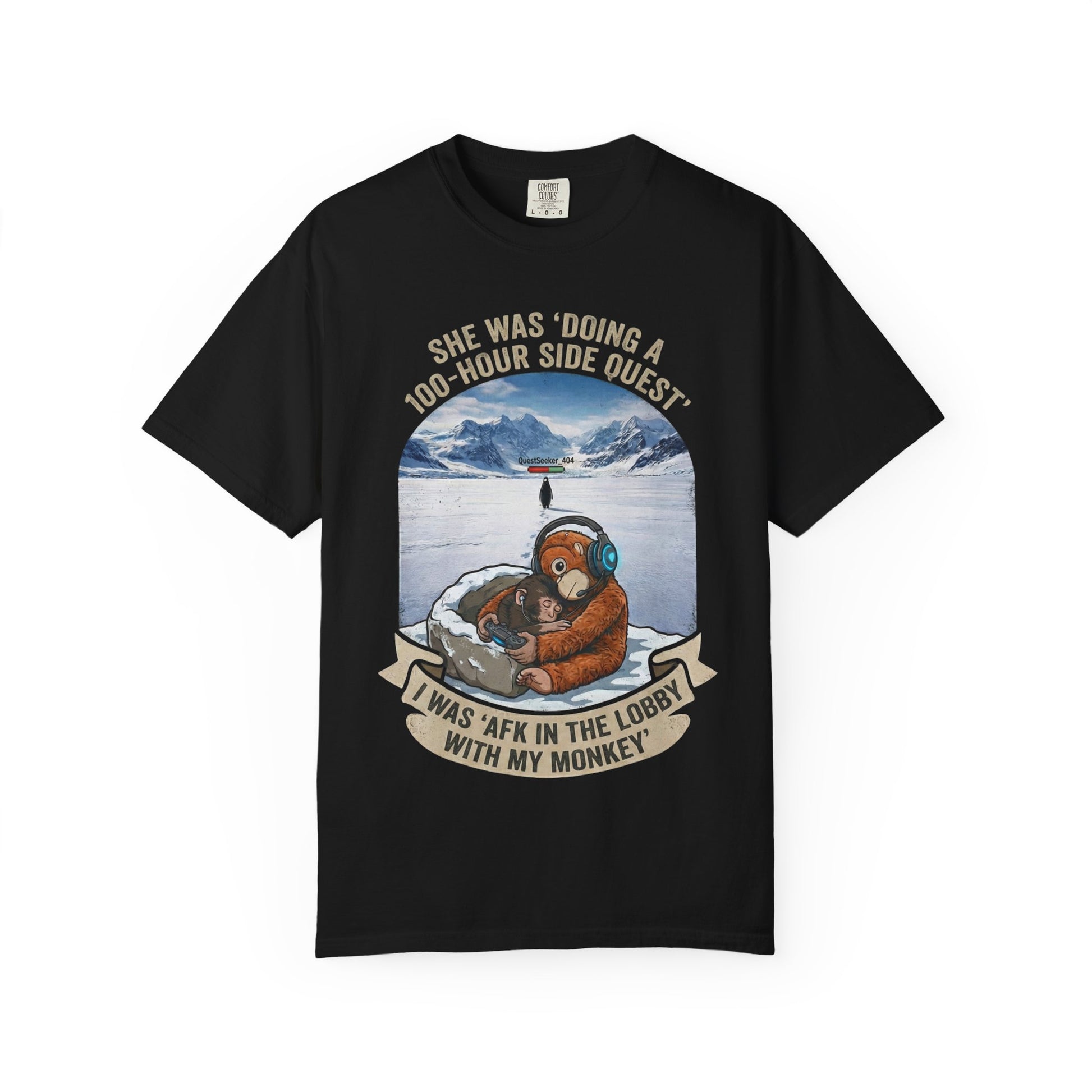 Lonely penguin walking toward mountains Werner Herzog meme t-shirt