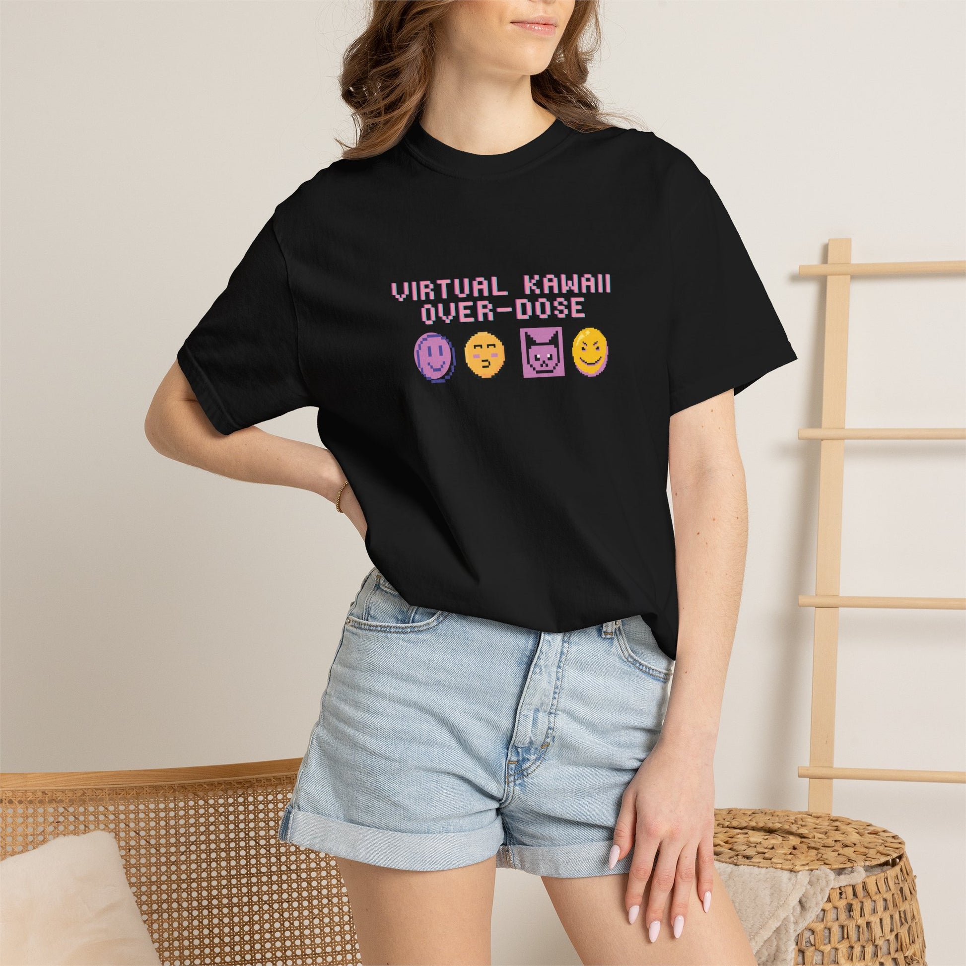 Mad Mew Mew tee folded neatly showing heavyweight 6.1 oz cotton thickness
